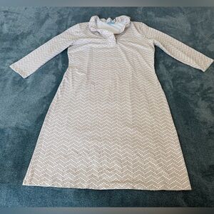 J. McLaughlin Durham Ruffle Neck Dress White Beige Women’s Size L Catalina Cloth